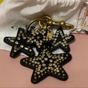 Coach clustered black stars keychain bag charm